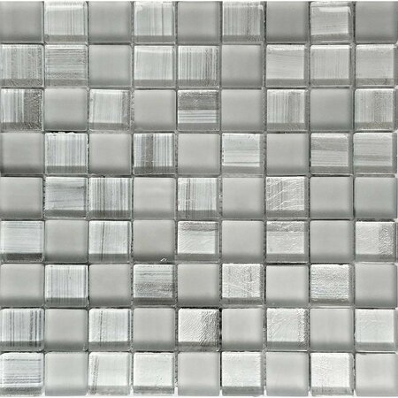 APOLLO TILE Could Gray 11.3 in x 11.3 in Glass Glossy, Matte Floor and Wall Mosaic Tile 4.43 sqft/case, 5PK APLJP88311A